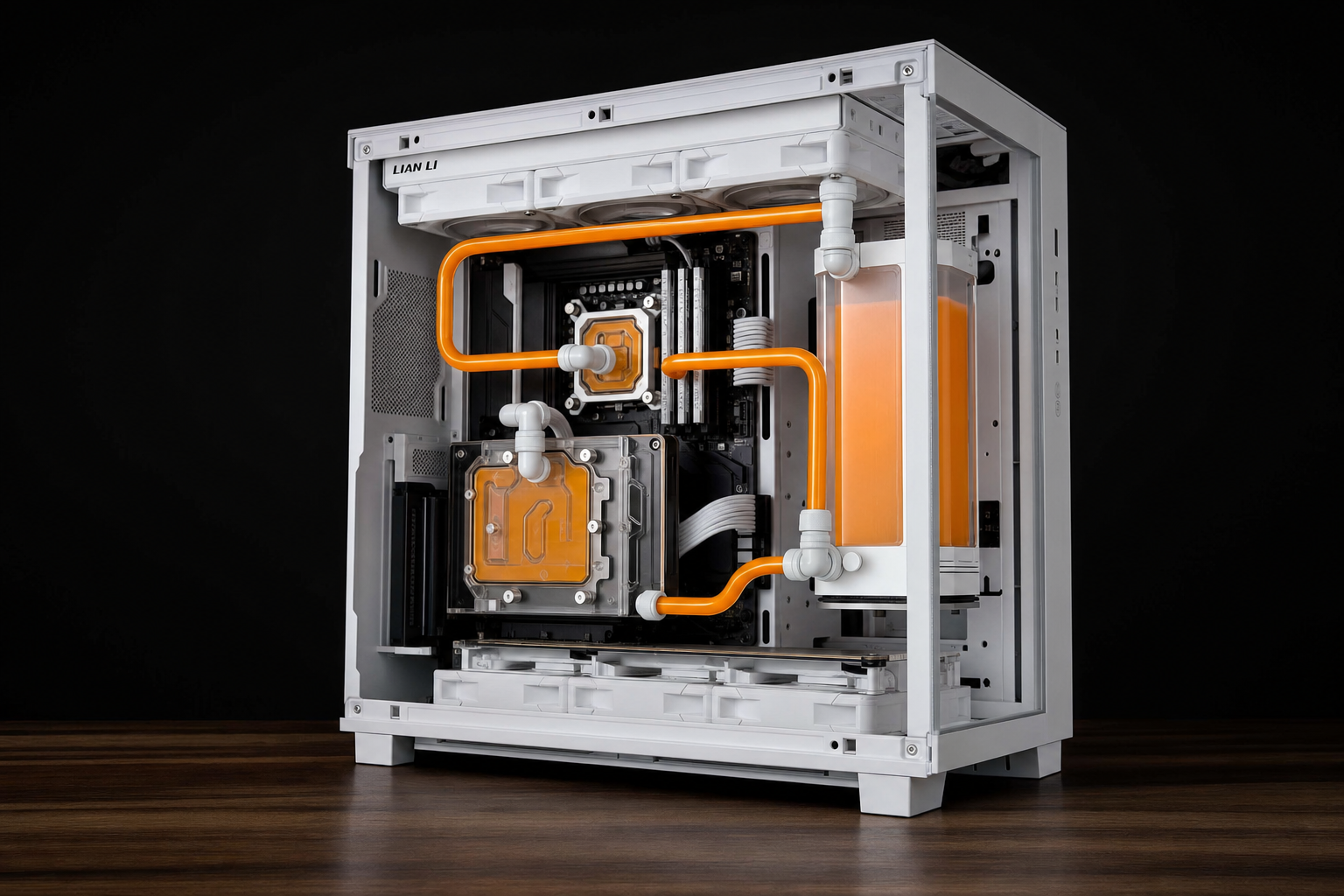 Stormtrooper — белая O11, distro plate и orange coolant — фото 1