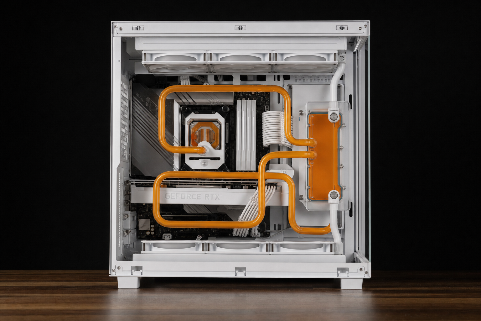Stormtrooper — белая O11, distro plate и orange coolant
